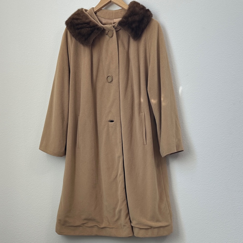 Vintage Kashmiracle Tan Coat with Faux Fur Collar